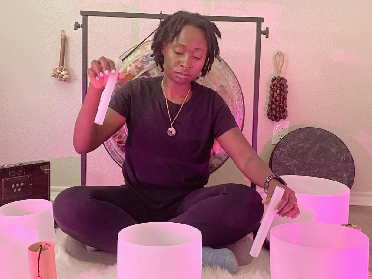 Sabine Playing Sound Bowls